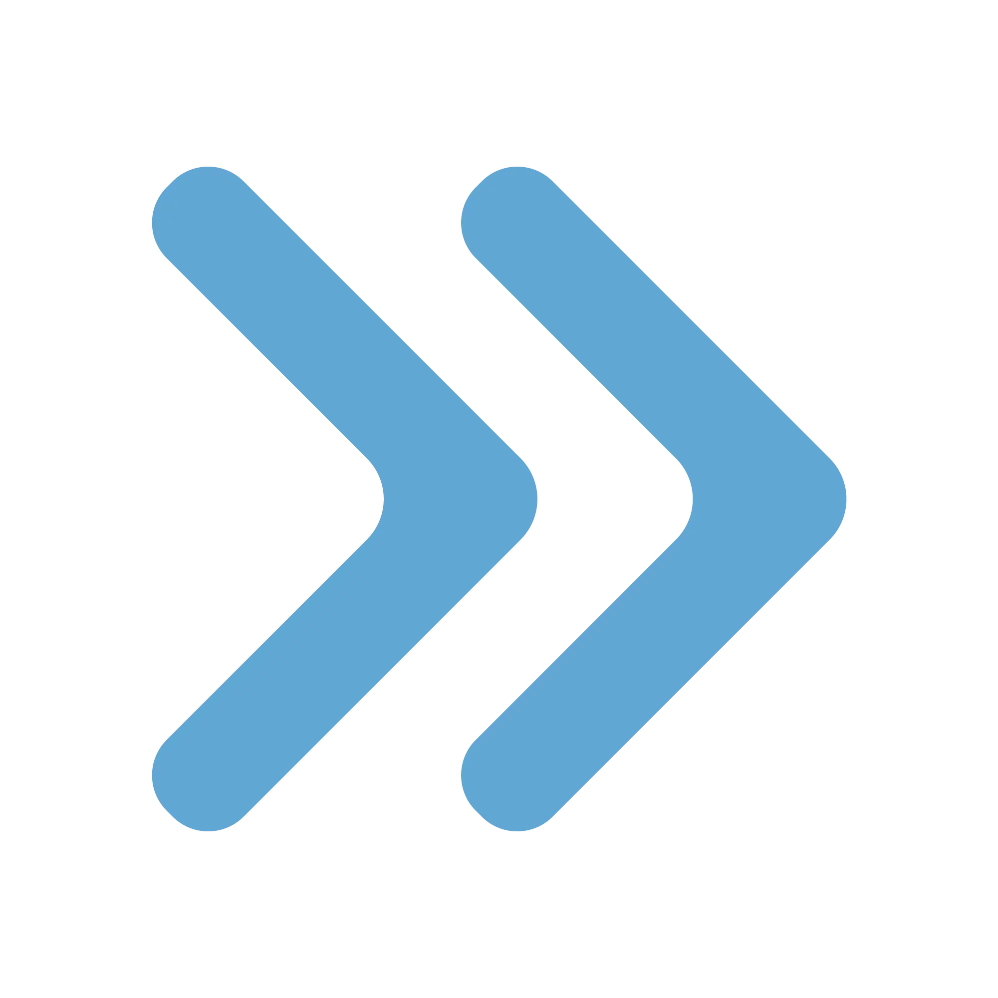 Light blue double arrow symbol pointing right, representing speed, forward motion, or process acceleration.