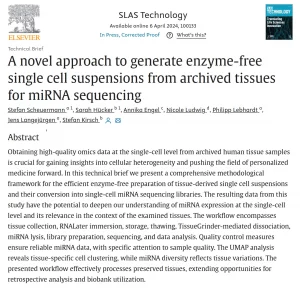 TissueGrinder enzyme-free single-cell suspension workflow for miRNA sequencing from archived tissues.